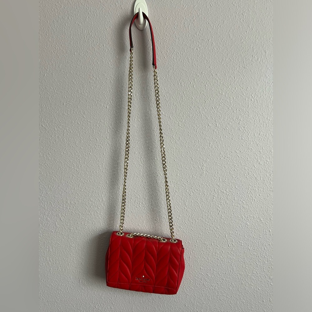 Kate Spade Red Quilted Chain Strap Bag